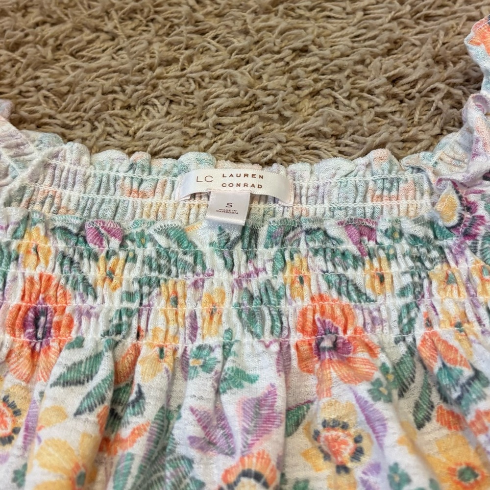 LC Lauren Conrad ladies Floral Smocked tank- Multi